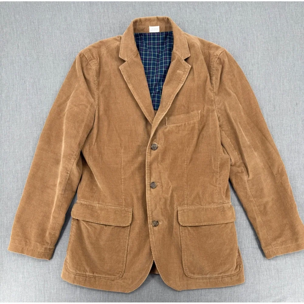 J.Crew Mens Vintage Cord Corduroy Ojai Blazer Sport Coat Tan Brown Size M